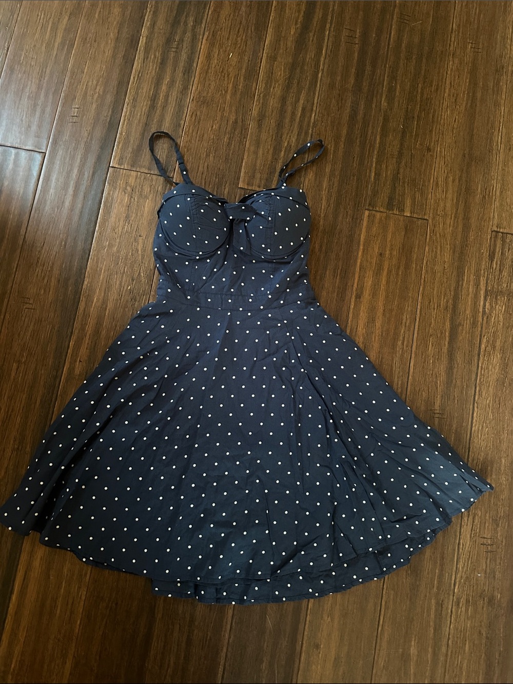 Jessica Simpson Navy Polka Dot Sweetheart Slip Dress